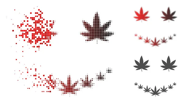 Disolver Pixelated Halftone Marihuana Smile Icon — Vector de stock