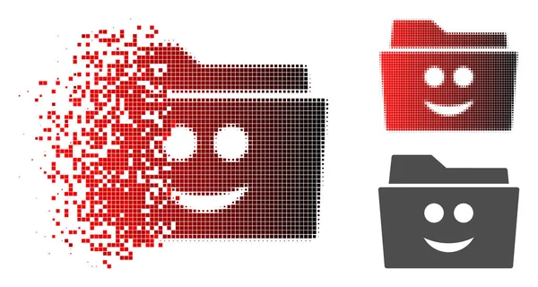 Icône dissimulée de dossier sourire demi-ton pointillé — Image vectorielle