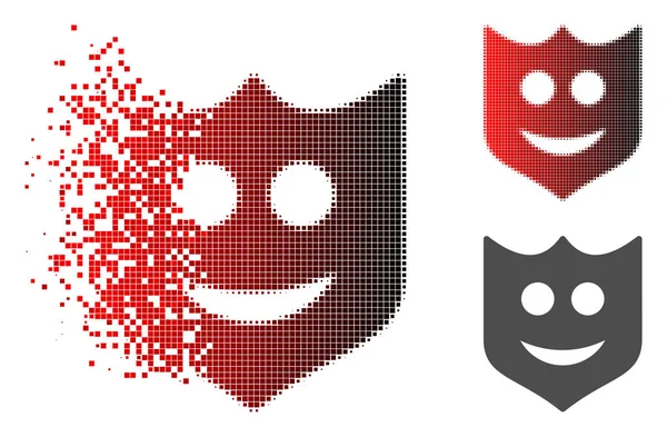 Icono Del Escudo Sonrisa Variantes Enteras Dispersas Pixeladas Sin Daños — Vector de stock