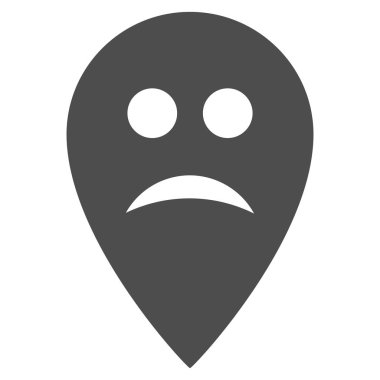 Üzgün harita işaretleyici düz simgesi