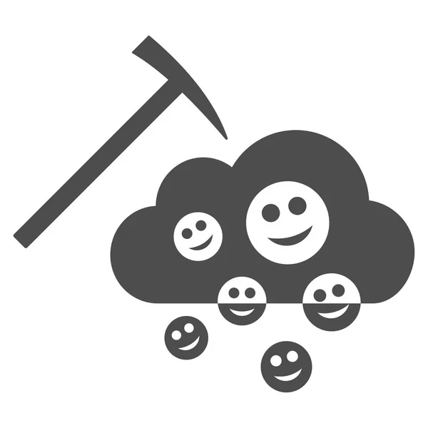 Happy Cloud Mining Flat Icon — Stock Vector