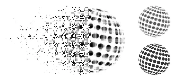 Désagrégation de l'icône de sphère pointillée abstraite en demi-teinte — Image vectorielle
