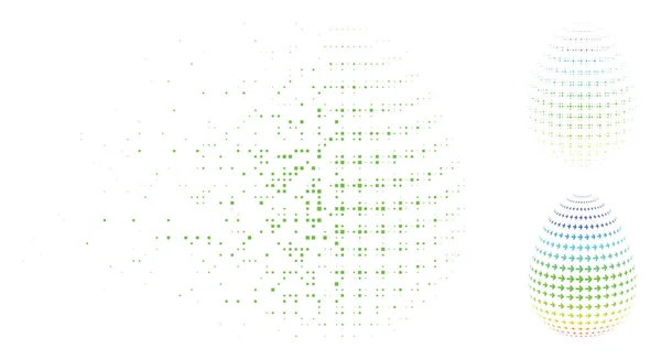 Dot decomposto mezzitoni astratto uovo rotazione frecce icona — Vettoriale Stock