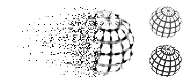 崩解点半色调抽象球面网格图标 — 图库矢量图片