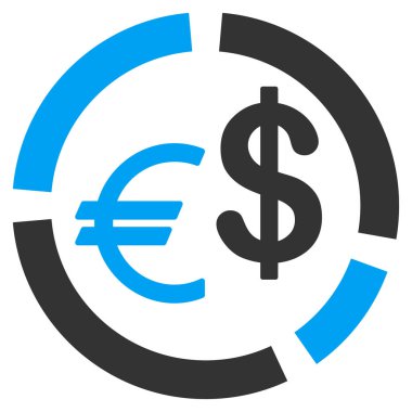 Para birimi diyagramı düz simgesi