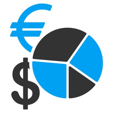 Para birimi pasta grafiği düz simgesi