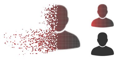 Yüz ile dağınık Pixelated yarı ton müşteri simgesi