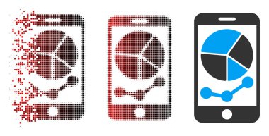 Yüz ile ayrılmış nokta yarı ton mobil grafikler simgesi
