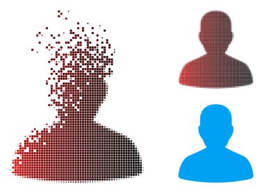 Piksel yarı ton Kullanıcı hesabı simgesini yüzle dağılmakta