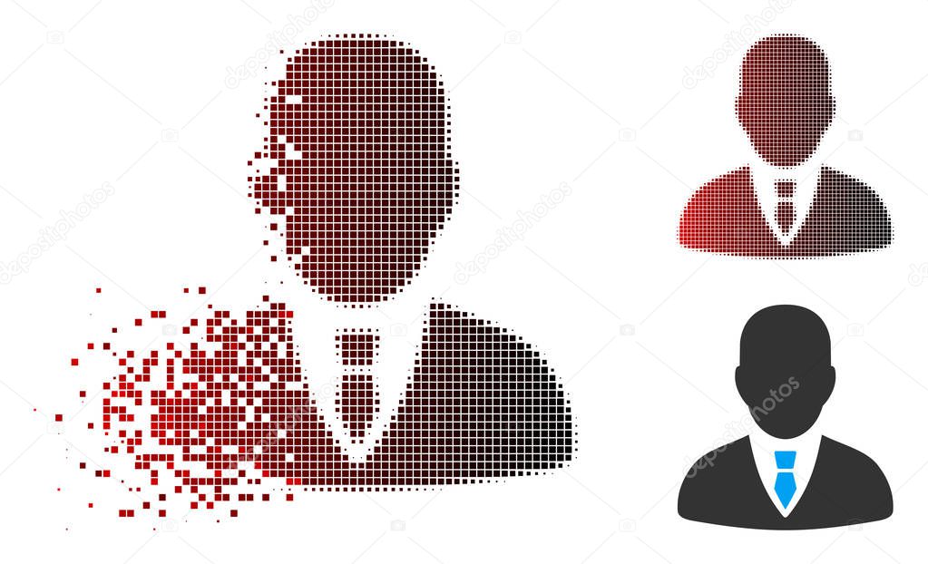 Dissipated Pixelated Halftone Manager Icon with Face