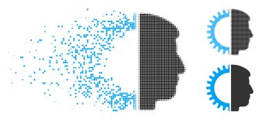 Toz Pixelated yarı ton Android kafa simgesi