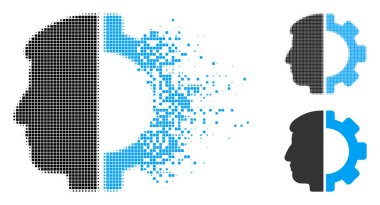 Kaybolan nokta yarı ton Android kafa simgesi