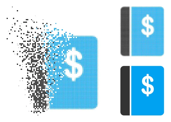 Icône Pixélisée fragmentée de livre de comptabilité demi-teinte — Image vectorielle