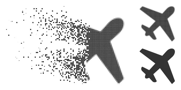 Ikona samolotu uszkodzonych pikseli rastra — Wektor stockowy
