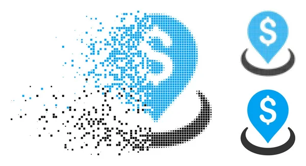 Broken Pixelated Halftone Bank Placement Icon — Stock Vector