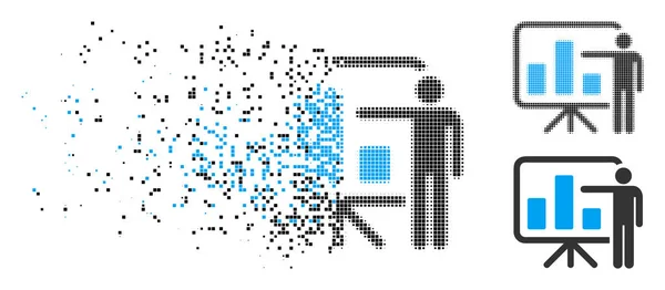 Decomposed Pixel Halftone Bar Chart Presentation Icon