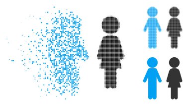 Harcanmış piksel yarı ton çocuk simgesini çift