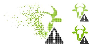 Harcanmış piksel yarı ton inek uyarı simgesi