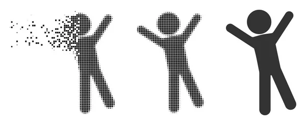 Hibás Pixel félárnyék gyermek öröm ikon — Stock Vector