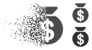 Tahribe noktalı yarım ton para çantası simgesini