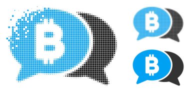 Dağılmakta noktalı yarım ton Bitcoin sohbet simgesi