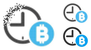 Kırık Pixelated noktalı resim Bitcoin kredi saat simgesi