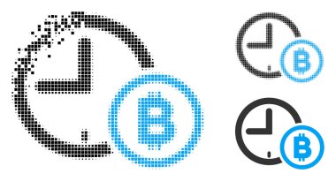 Kırık noktalı yarım ton Bitcoin kredi saat simgesi
