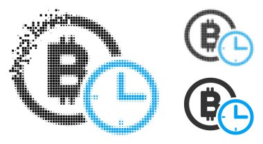 Rendelenmiş Pixelated noktalı resim Bitcoin kredi saat simgesini