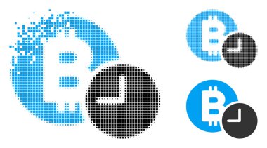 Tahribe Pixelated noktalı resim Bitcoin kredi saat simgesini