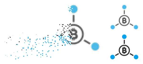Dispersé Dot Halftone Bitcoin Connexions Icône — Image vectorielle