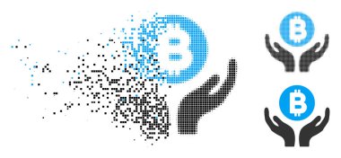 Tahribe piksel noktalı resim Bitcoin destek eller simgesini