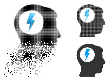 Noktalı yarım ton beyin elektrik çarpması simgesi kırılmış