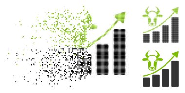 Hasarlı Pixelated yarı ton sığır grafik büyümek yukarı simgesi