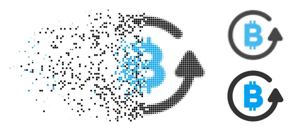 Dot décomposé demi-ton Bitcoin Icône de remboursement — Image vectorielle