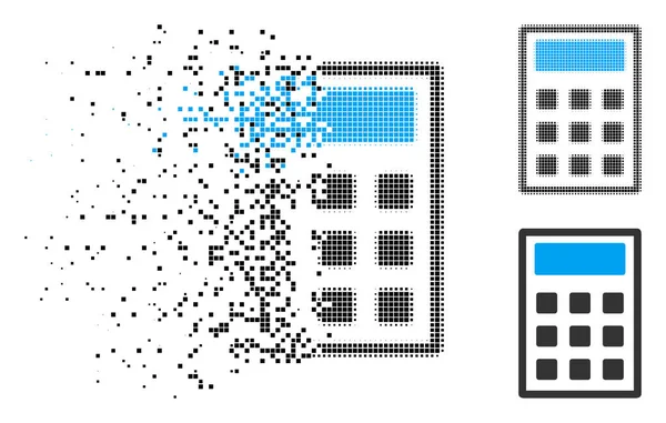 Icono de calculadora de medio tono píxel destruido — Vector de stock