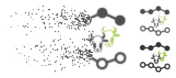 Rozproszona piksela rastra bydła przerywaną wykresów ikona — Wektor stockowy