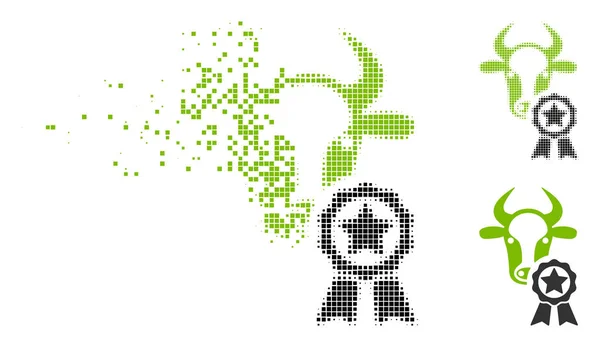 Icona con premio vacca mezzitoni pixel triturati — Vettoriale Stock
