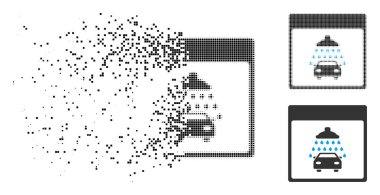 Rendelenmiş Pixelated yarı ton otomobil duş takvim sayfası simgesi