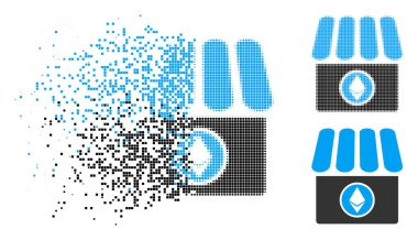 Çözünmüş Pixelated noktalı resim Ethereum dükkanı simgesi