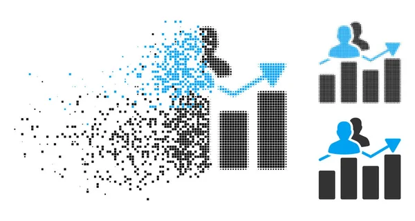 Pohlcená Pixel polotónů publikum graf ikony — Stockový vektor