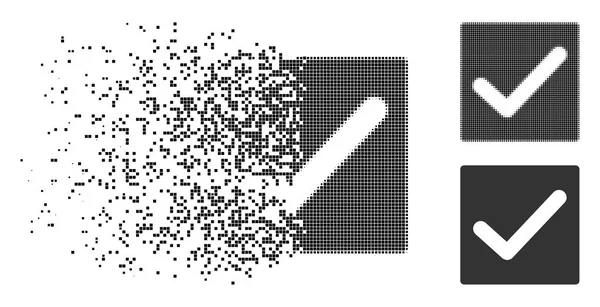 Disparition Pixel Halftone Check Icon — Image vectorielle