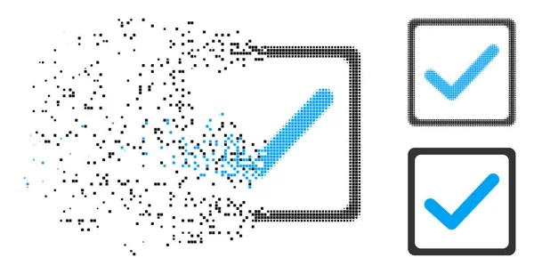 Icono de casilla de verificación de medio tono pixelado disuelto — Vector de stock