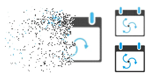 Dañado punto medio tono ciclón calendario día icono — Vector de stock