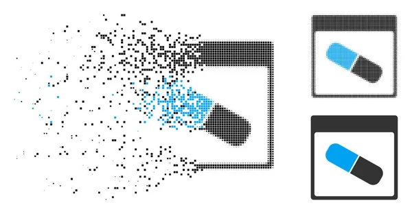 Descompuesto punteado medio tono drogas cápsula calendario página icono — Vector de stock