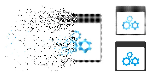 Dissolution Dot Halftone Mécanique engrenages Calendrier Page Icône — Image vectorielle