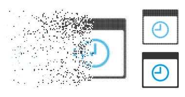 Pixelated noktalı resim saat takvim sayfası simgesini dağınık