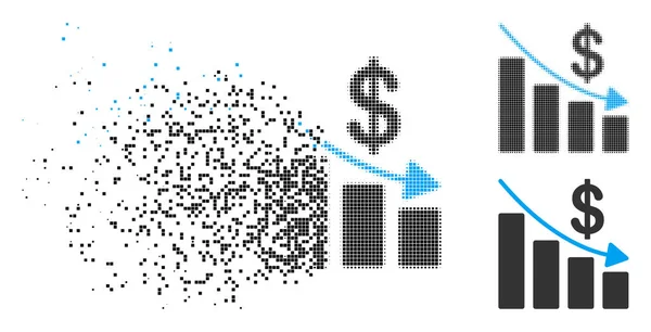 Prachu Pixel polotónů recese ikona — Stockový vektor