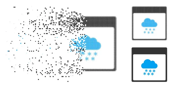 Pixelado triturado Semitono Nieve Nube Calendario Icono de página — Archivo Imágenes Vectoriales