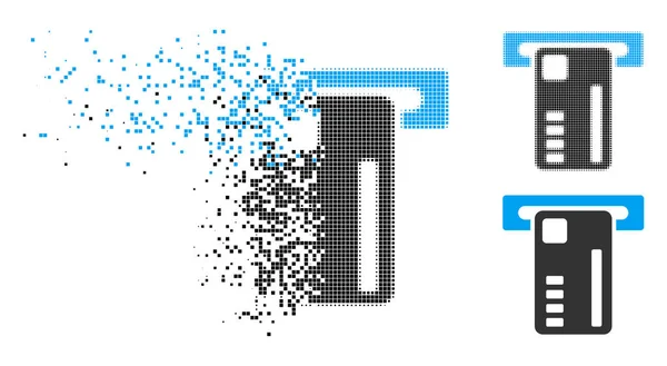 Icono de máquina de boletos de medio tono de píxel fragmentado — Vector de stock
