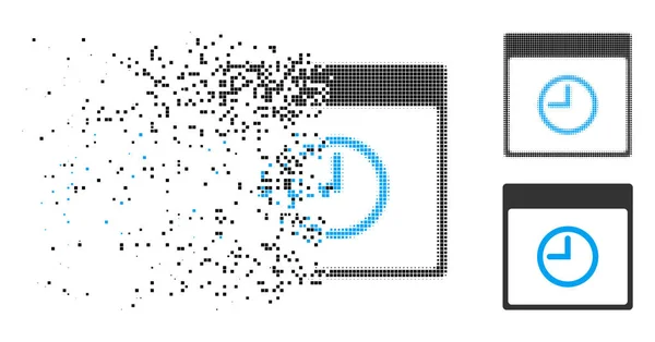 Icono de página de calendario de medio tono pixelado disperso — Vector de stock